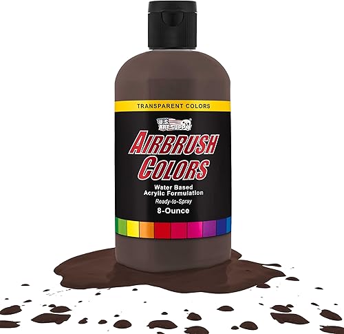 U.S. Art Supply Pintura acrílica transparente para aerógrafo con efectos especiales, color marrón oscuro, botella de 8 onzas, colores no tóxicos a