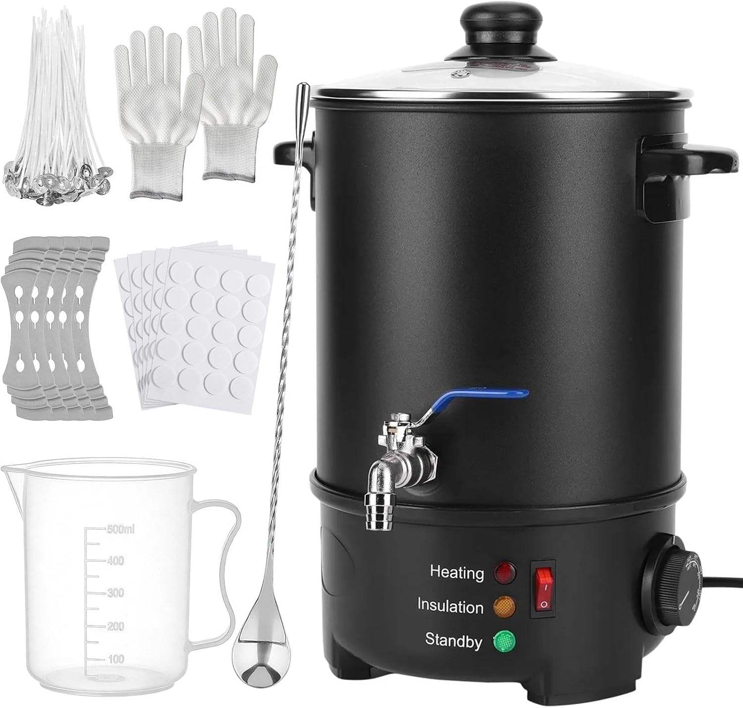 10Lbs Wax Melter for Candle Making, 110V Electric Wax Melting Pot with 86℉-230℉ Temp Control & Easy Pour Spout, Easy to Clean Soap Making Kit for DIY Home Small Business