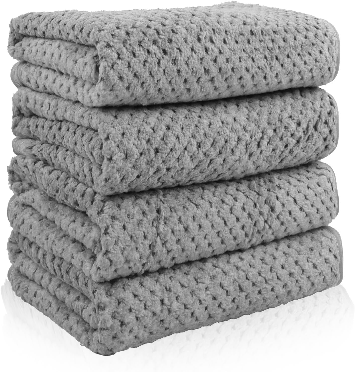 4 Pack Quick to Dry Hand Towels Microfiber Highly Absorbent Towels Perfect for Bathroom & Kitchen Shower, Spa, Hand Towel 14 x 30 inches (Gray)