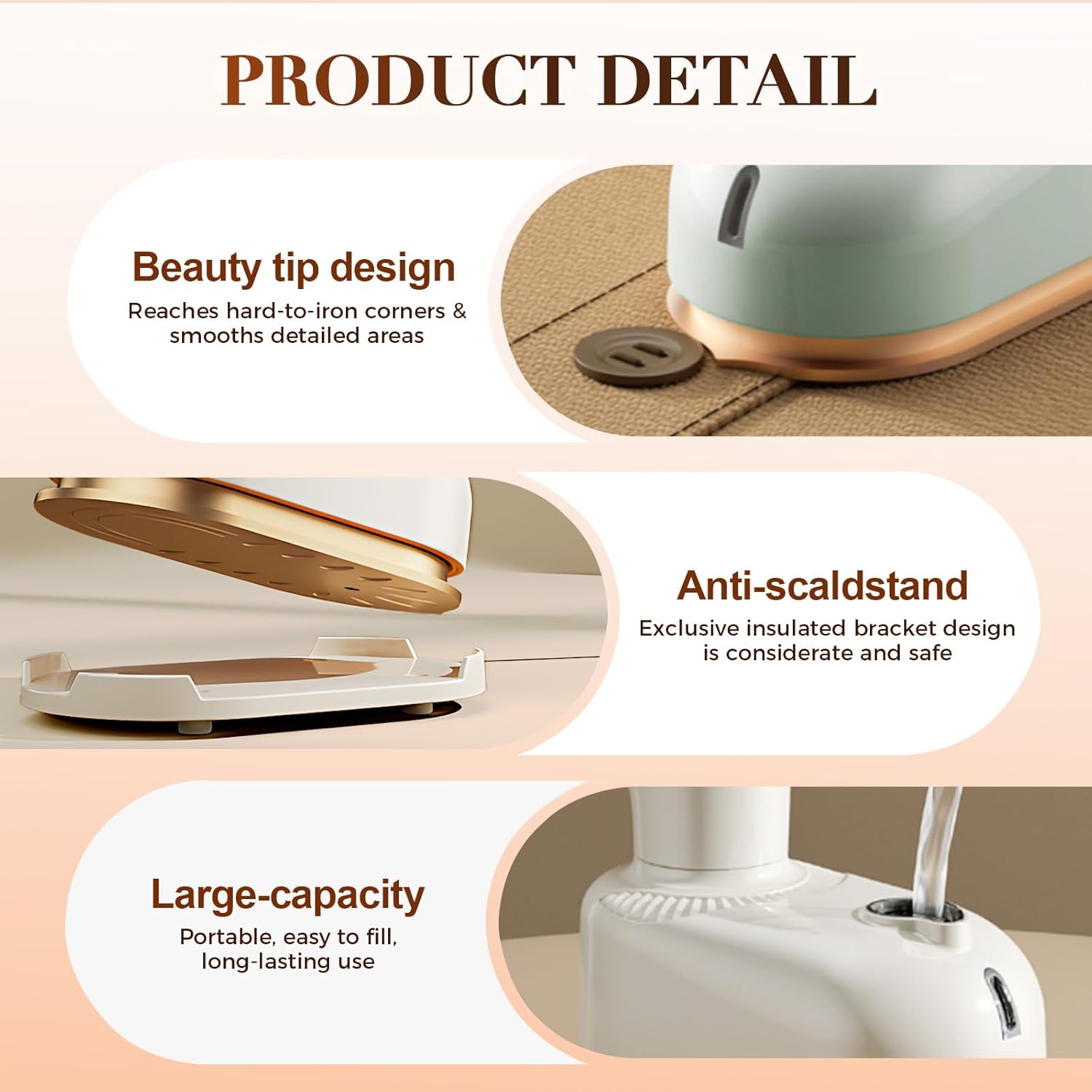 Portable Steam lron, 2025 New Portable Handheld Garment Mini Electric Iron, 3 in 1 Mini Portable Rotary Garment Iron for Clothes, Travel Steamer for Clothes, with 50ml Water Tank (Green)