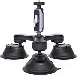 PGYTECH Triple Suction Cup Mount for OSMO ACTION 4/3, Gopro Hero 12/1110 9 8/DJI OSMO Pocket 2/DJI Action 2/OSMO Pocket/OSMO Action Camera Triple Cup Suction Mount