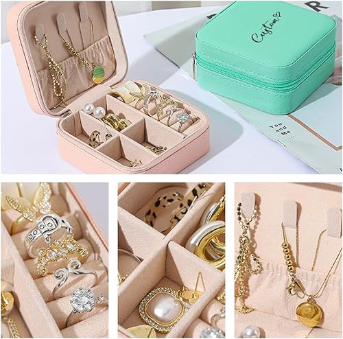 Miniatura 3 de Joyero personalizado con nombre y corazón, estuche de viaje personalizado, organizador de dama de honor, regalos de cumpleaños para mujeres (corazón)
