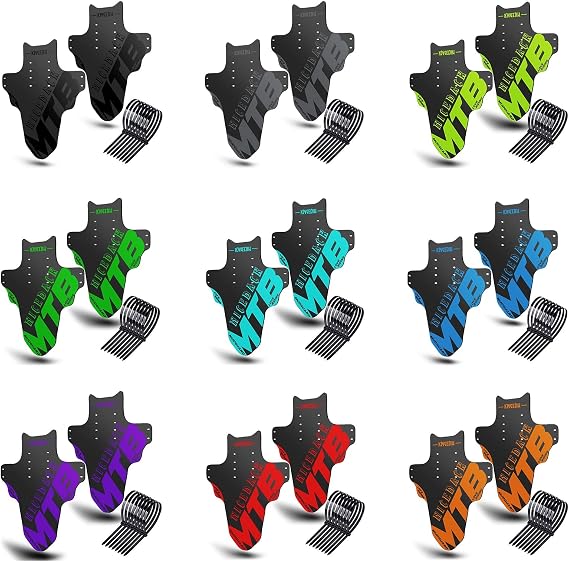 Bicycle Fenders, 2-Piece MTB Mountain Bike Mud Guard Front and Rear Compatible Bicycle Mud Guard Set Downhill Mountain Bike Front and Rear Mudguard Fits 20-29 Inch Fat Tire Bikes and All