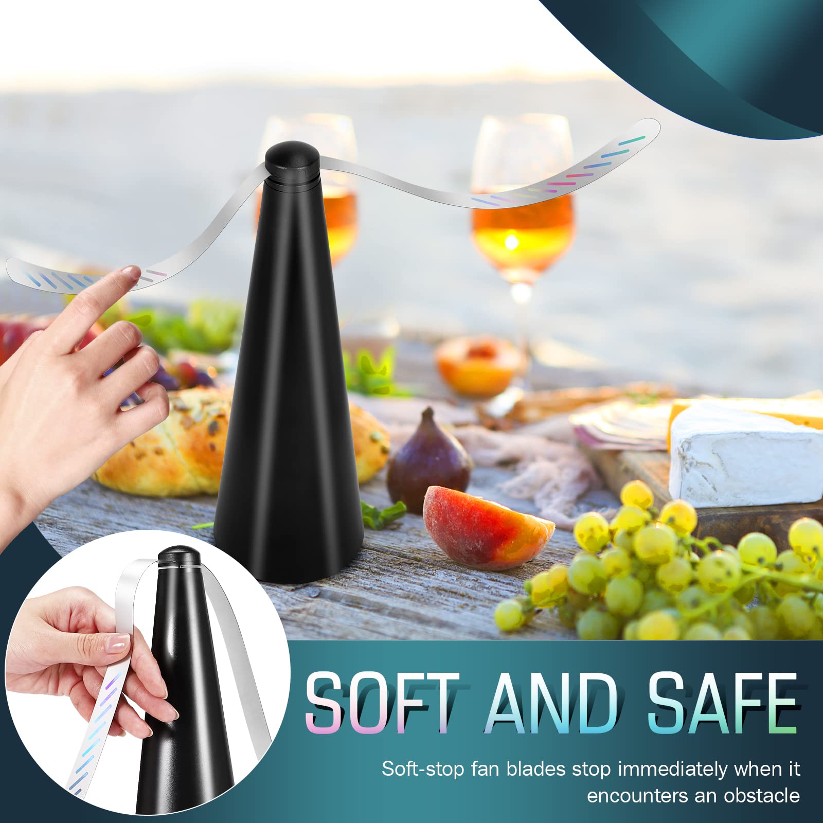 2 Pezzi Ventola Anti Insetti, Repellente Mosche da Tavolo con Cavo USB, Ventilatore Portatile Repellente, Scaccia e Allontana Mosche, Vespe, Moscerini e Zanzare dal Cibo