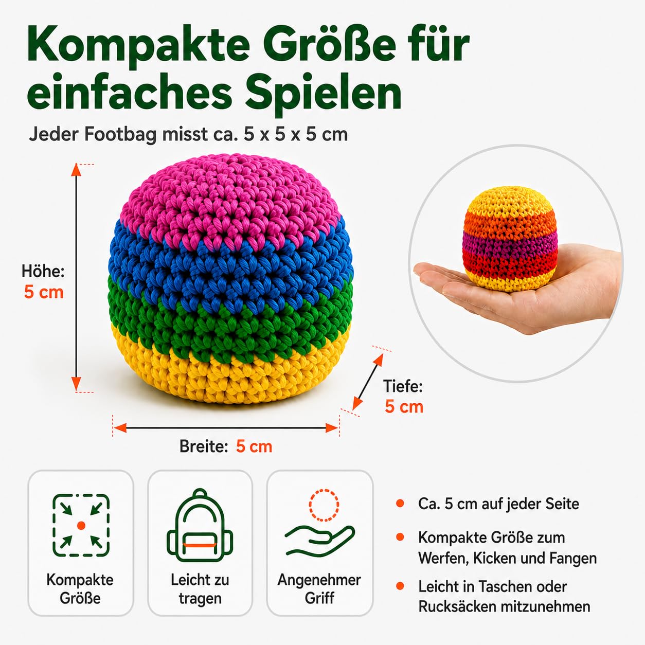 Generisch 6/12/24 Stück gestricktes Footbag-Set, Footbags in Häkeloptik, Bunte Jonglierbälle und Kickbeutel, weiches Wurfbeutel-Set für Outdoor-Aktivitäten und Partys