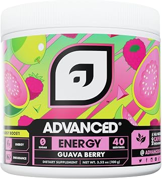 Advanced Energy - Energy Boosting Formula with Electrolytes for Hydration - L-Theanine to Combat Jitters - Sugar Free & Keto Friendly - No Maltodextrin 40 Servings Guava Berry