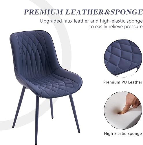 Miniatura 4 de YOUNIKE Juego de 2 sillas de comedor con respaldo alto, sillas modernas de cocina y comedor de mediados de siglo, tapizadas de piel sintética, silla