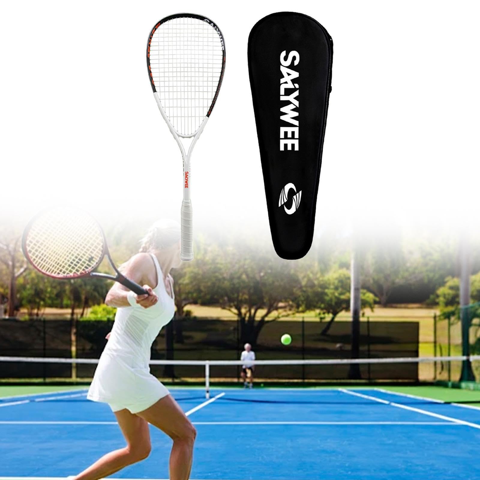 Set di Racchette da Squash in Fibra di Carbonio con Borsa, Ideale per E Sport all'Aria Aperta, Nero