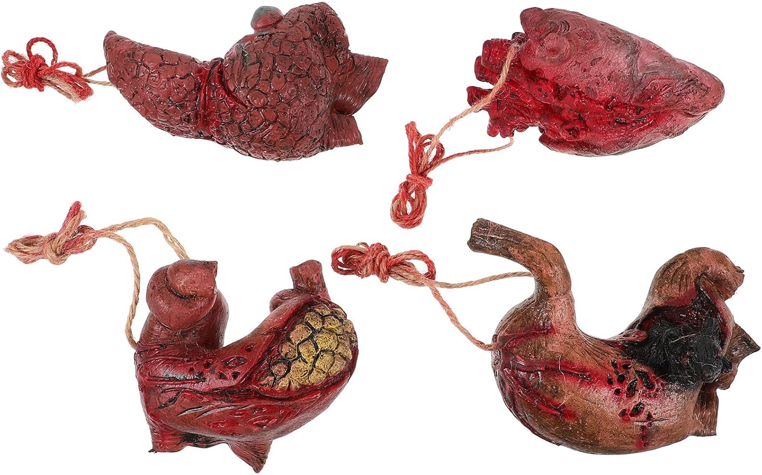 Operitacx Halloween Hanging Ornaments 4pcs Scary Realistic Human Organs Pendant Set for Haunted House Party Décor with Liver, Stomach, and Heart Horror Hanging Decorations