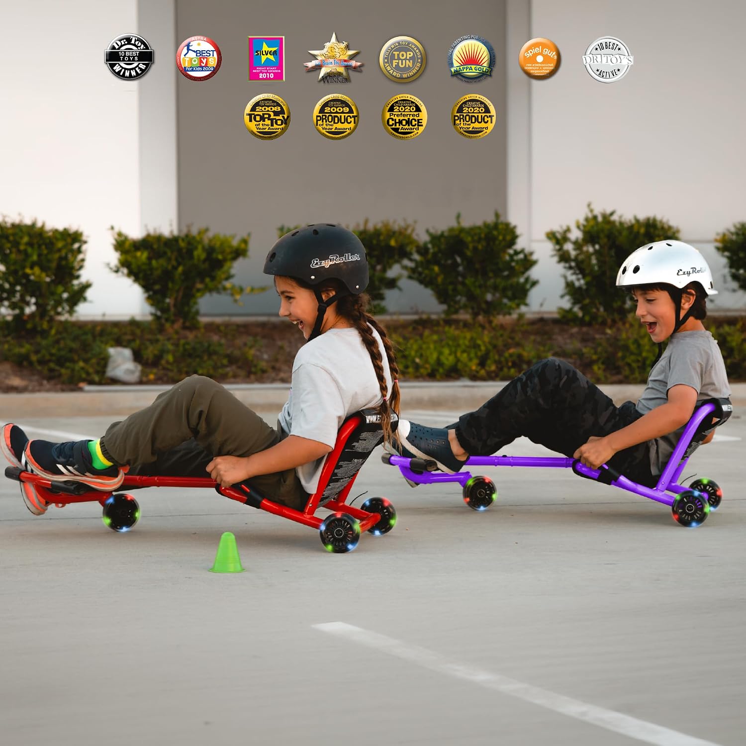 EzyRoller Classic with LED Wheels Ride On Toy for Kids, Ages 3-12, Up to 154 lbs - Purple