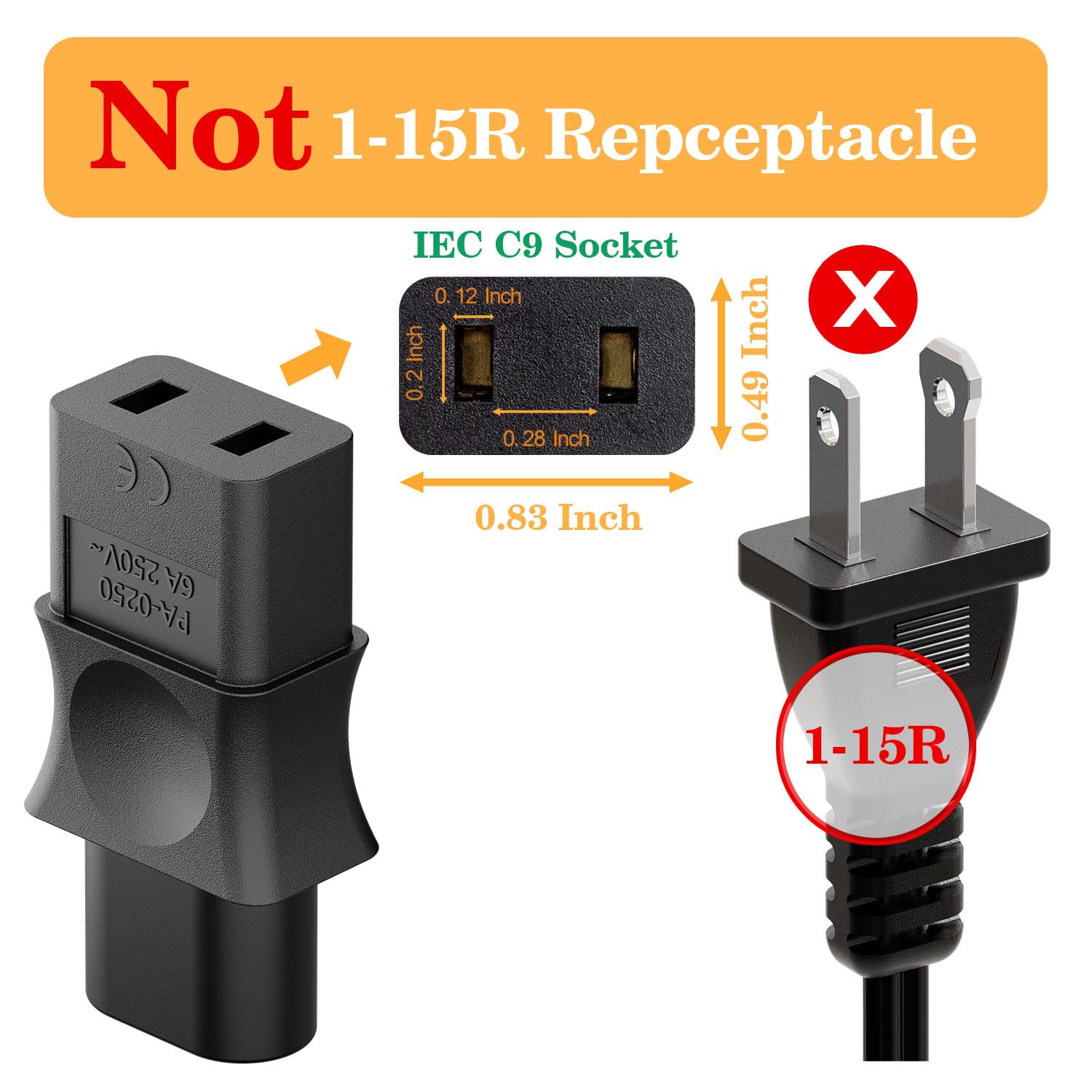 Amazon.com: WINXUS IEC C8 to C9 Power Adapter, IEC 320 C9 Female
