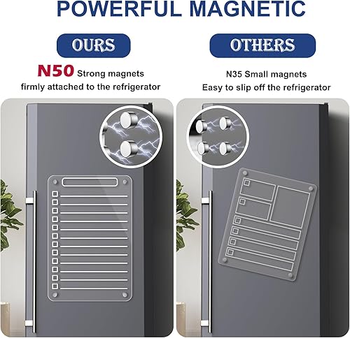 Miniatura 5 de 2 pizarras magnéticas acrílicas de borrado en seco para refrigerador, pizarra blanca magnética transparente de 12 x 8 pulgadas, lista de tareas de