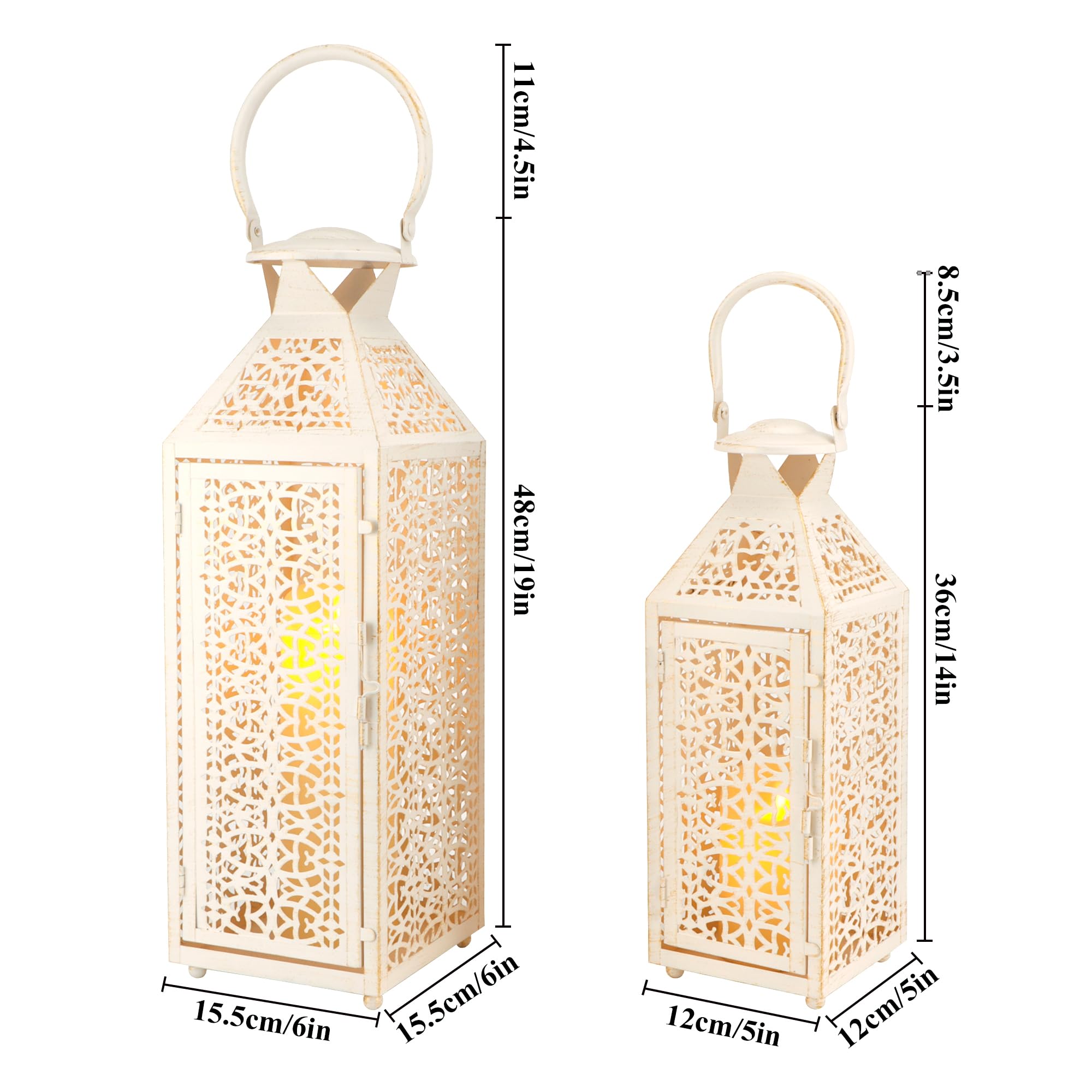 JHY DESIGN Set da 2 lanterne decorative bianche per candele