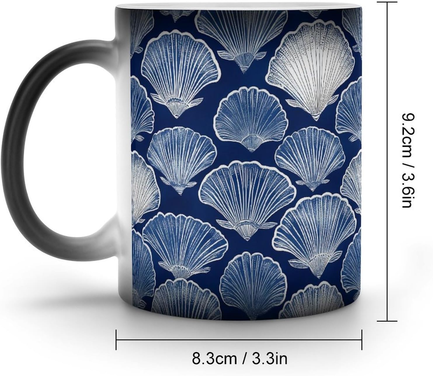 Blue Seashells Pattern Color Changing Mug Heated Ceramic Cup Heat Sensitive Coffee Mug Fun Gift