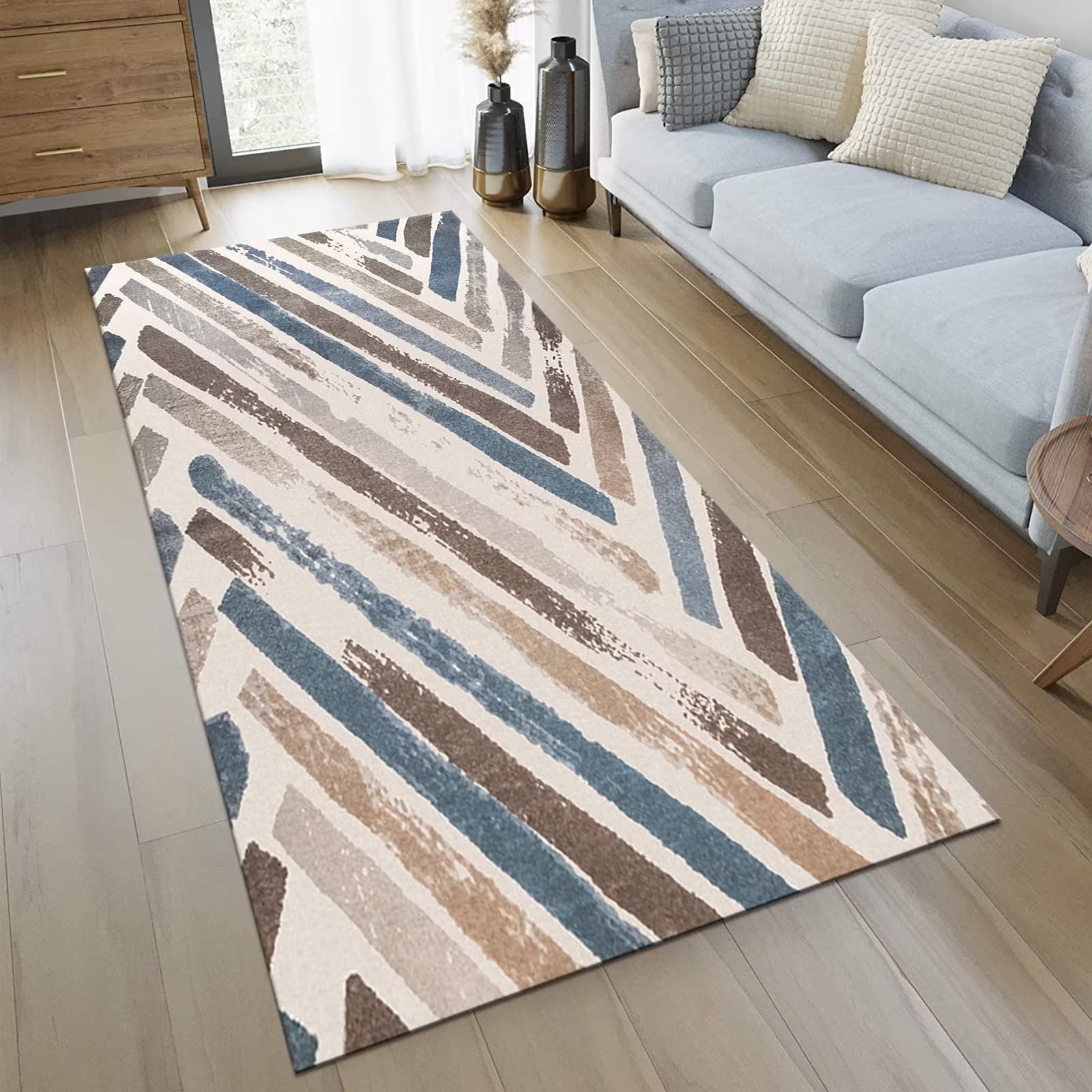 Tappeto Runner Lungo 120x360 Cm Moderno Astratto - Passatoia Per Cucina E Corridoio - Lavabile, Antiscivolo, Pelo Corto, Microfibra