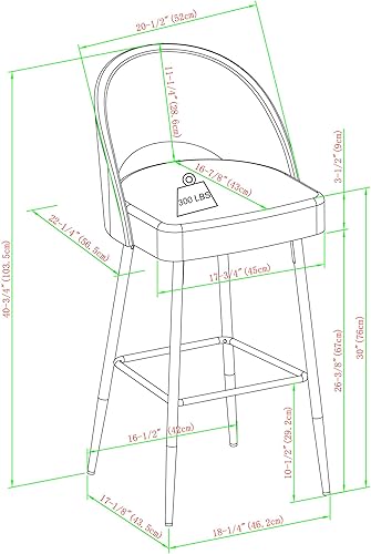 Miniatura 3 de Walker Edison Taburete de bar tapizado moderno con marco de metal, 2 piezas, color hongo