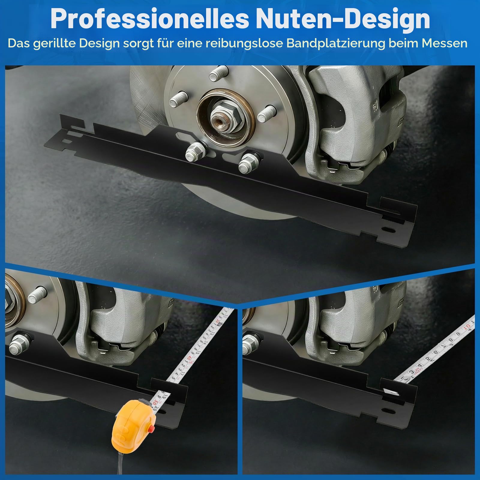 Auto Achsmesswerkzeug, Achsmessplatte aus Edelstahl mit 2 Maßbändern, Präzises Spurvermessungs Werkzeug zur Spureinstellung für Auto SUV LKW, Robust mit Anti-Rutsch-Nut & Aufhängeloch