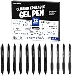 Volcanics Retractable Clicker Erasable Gel Pens - 0.7mm Ball Point, Heat Erase with Built-in Eraser, 12 Pack Blue