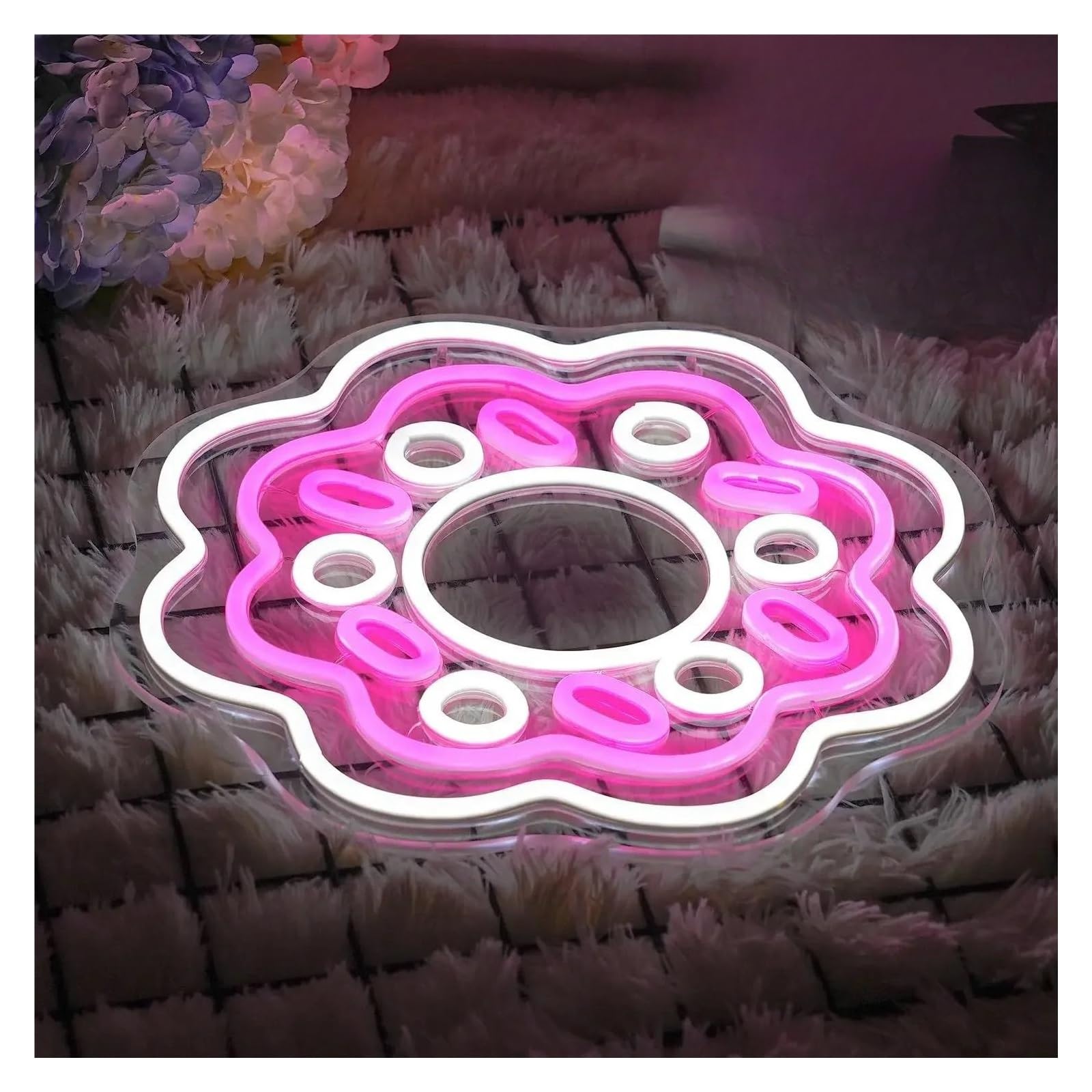 Luces de neón Letreros De Luz Neón Sweet Donuts Alimentados Por USB, Para Tienda, Decoración Colgante Fiesta Cumpleaños 33cm×33cm