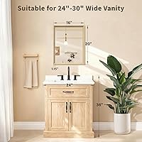 Vista 2 de Espejo de Pared Enmarcado con Efecto de Madera de Roble, Espejo Rectangular de 16x20, Vidrio Templado Anti-desplatado de 1/8", Marco Sostenible