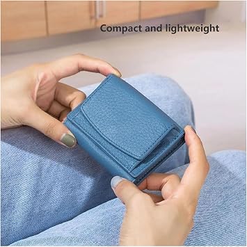 Genuine Leather RFID Blocking Card Holder Organizer Pocket Mini Wallet, 2024 New Preliminary Wallet With Coin Pouch, Womens Genuine Leather Wallet, for Family Folding Mini Wallet (C-Light Purple)