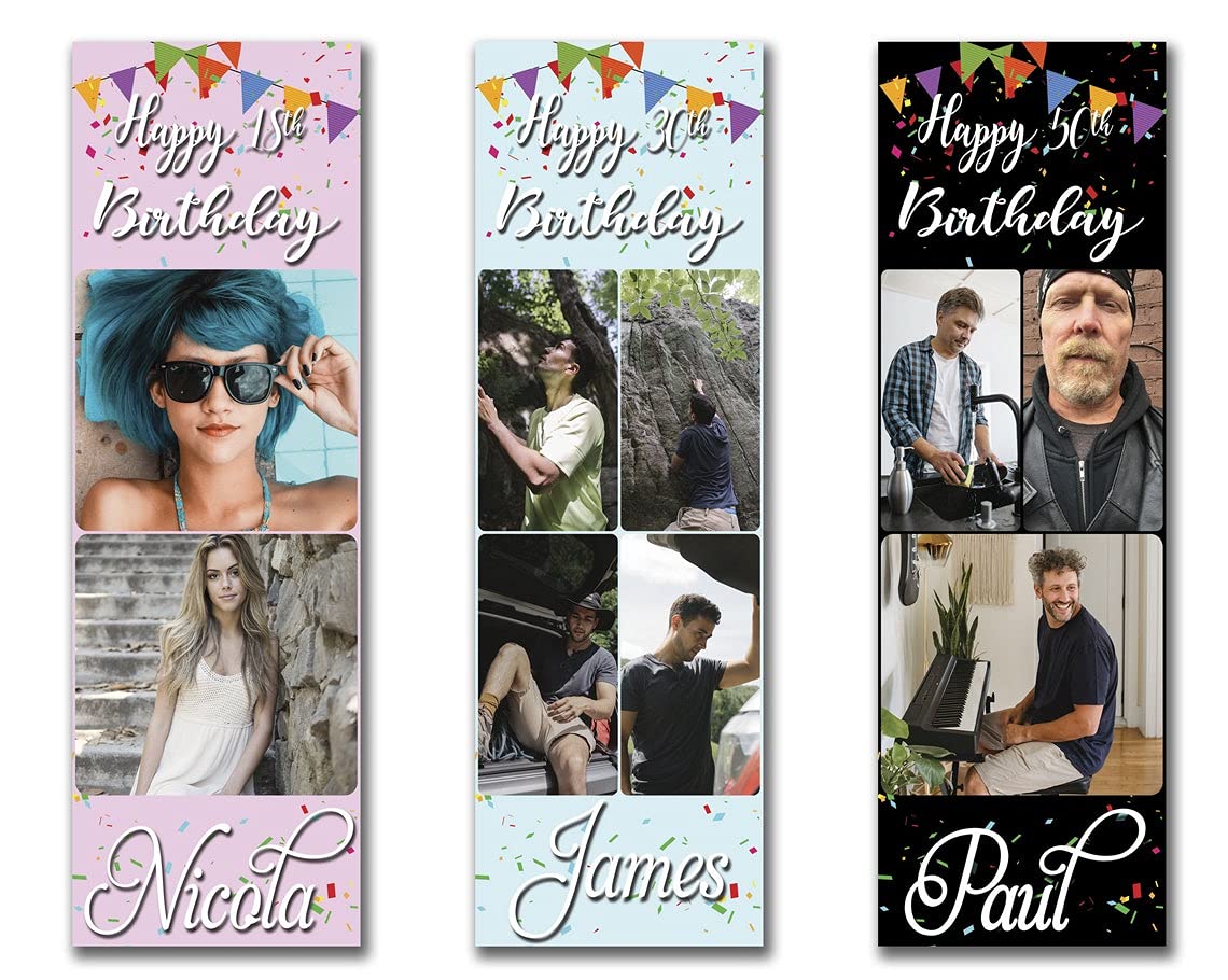 Personalised Outdoor Birthday Banner Photos Party Poster Decorations Kids Adults Celebration Wedding Party Congratulation Prom Bunting