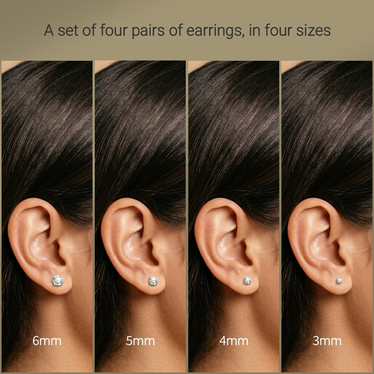 20G Implant Grade ASTM F136 Titanium Stud Earrings Set, Hypoallergenic Safe for Sensitive Ears, 3–6mm Sparkling Crystal &10mm Post for Women Mens, 4 Pairs