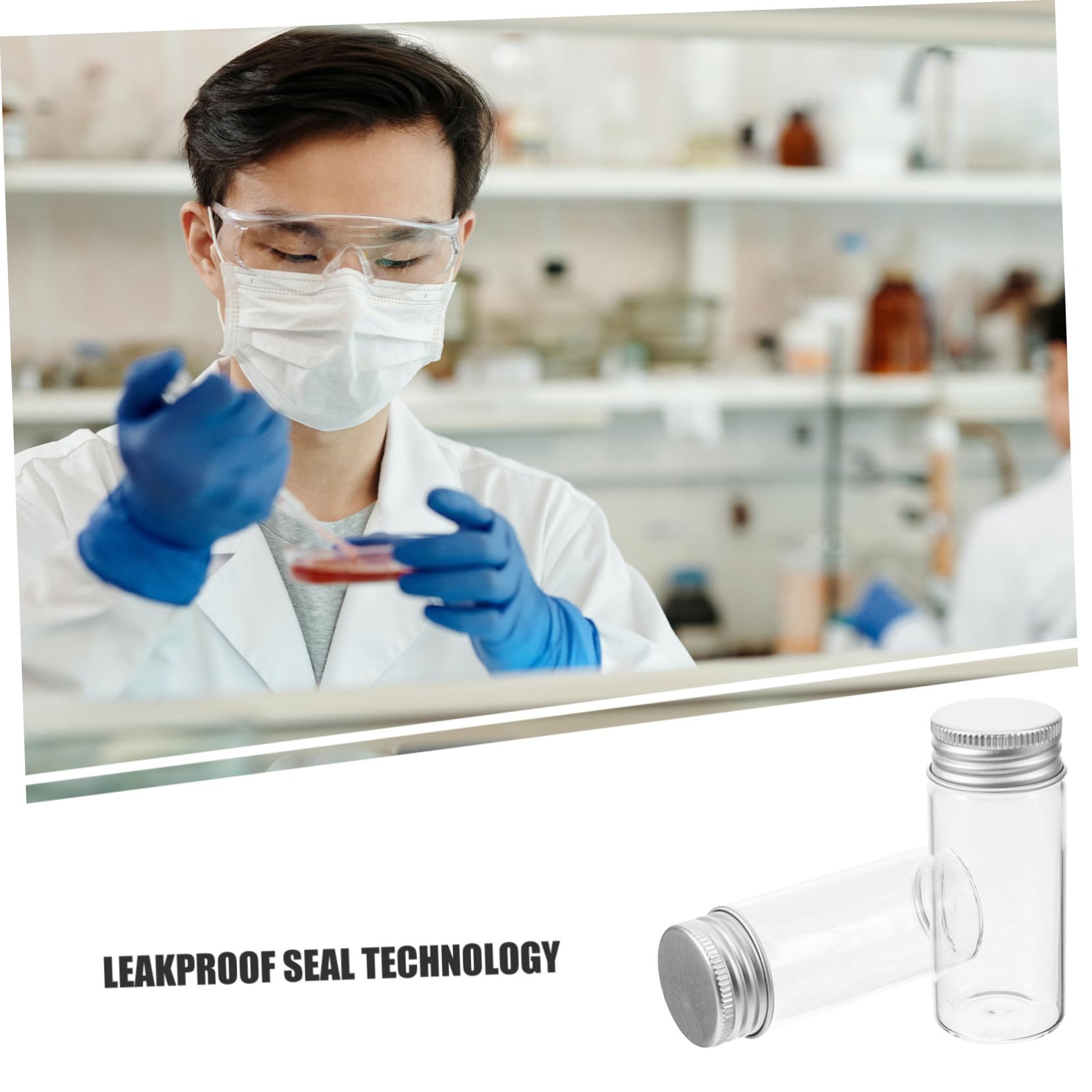 COLLBATH 30 Tubos De Ensayo De Vidrio Transparente De Vidrio Frascos Pequeños A Prueba De Fugas Para Laboratorio