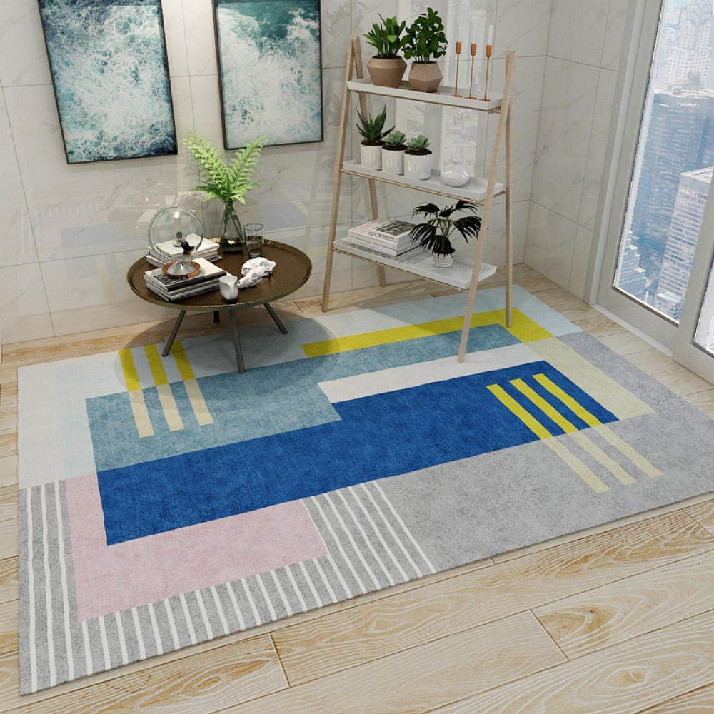 Tapis bleu gris géométrique 160x280 cm au style simple