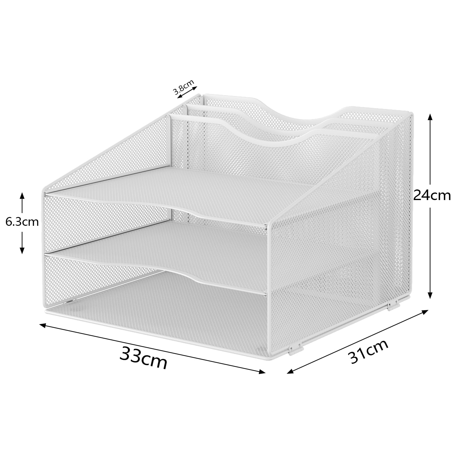 5 Compartimentos Organizador Archivador A4 Ahorra Espacio, Bandeja Documentos para Oficina y Hogar, Clasificador Papel Mantiene Orden, Metal, Blanco