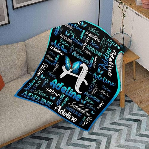 Miniatura 10 de Manta personalizada con nombre de marido, esposa, mariposa, luna, manta personalizada para aniversario, boda, hija o nieta (6 tamaños)