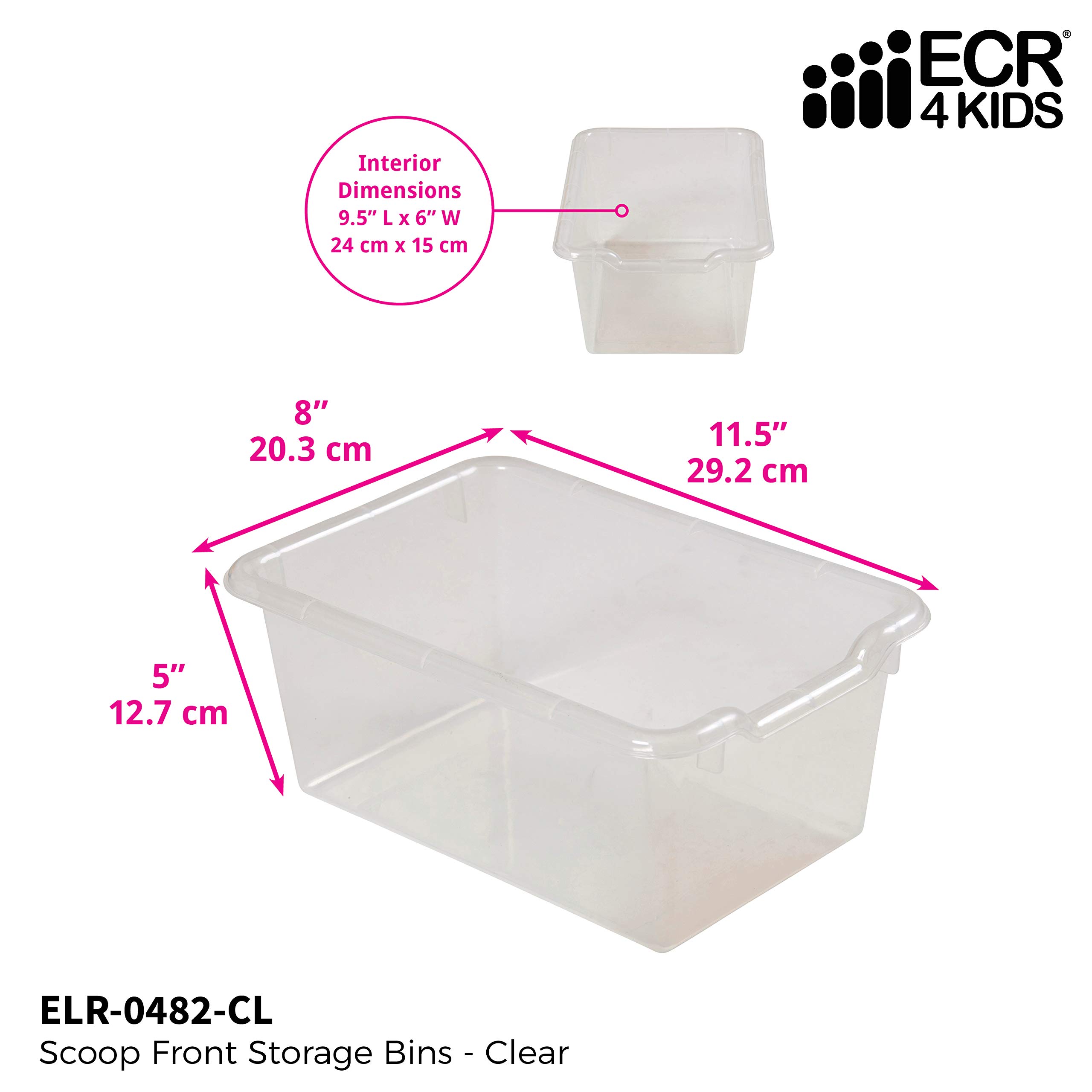 ECR4Kids ScoopFront Storage Bins, EasytoGrip Design for Classroom