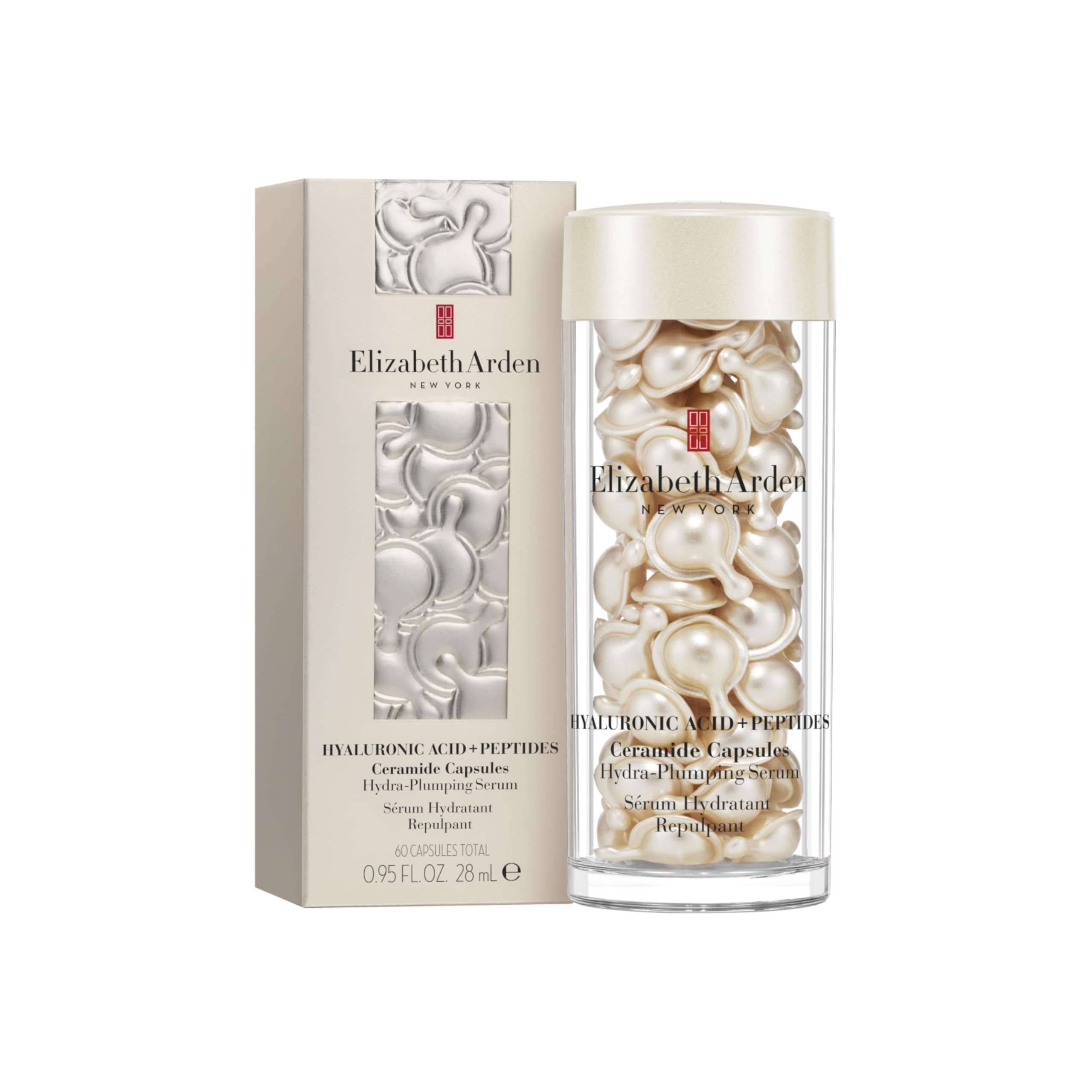 Elizabeth Arden - Capsule di Acido Ialuronico + Peptidi Ceramide, Siero Idratante e Rimpolpante con HA a Misura Variabile, Formula Setosa e Leggera, Per Tutti i Tipi di Pelle, 60 Capsule