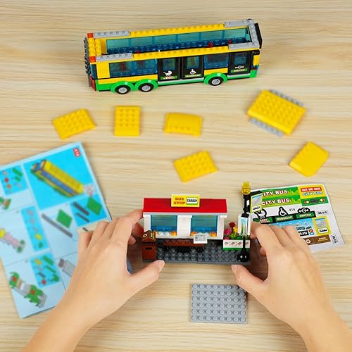 Miniatura 7 de Juego de bloques de construcción de la estación de autobuses de Ciudad de la Ciudad  386 piezas, juguete educativo creativo de autobús STEM, regalo