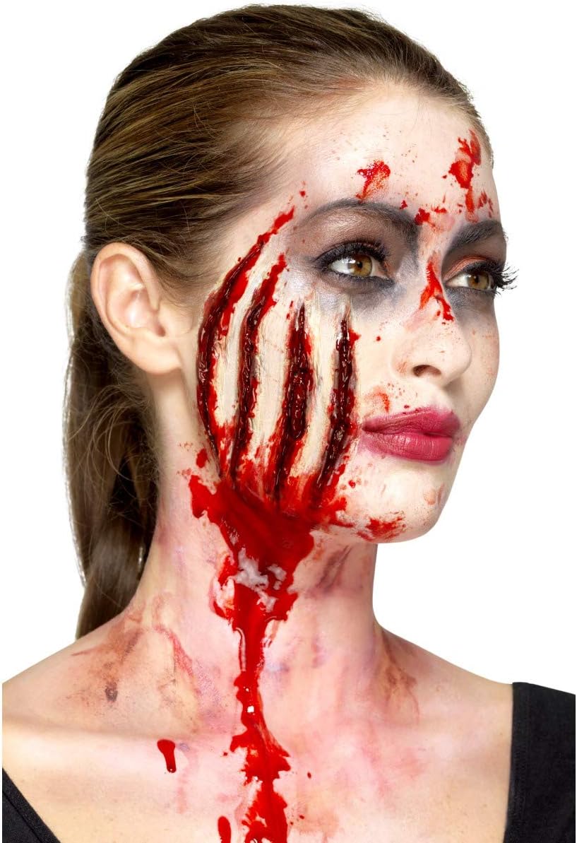 Smiffys Make-Up FX, Latex Claw Wound Scar, Red with Adhesive, Cosmetics and Disguises Fancy Dress, Storybook Character Dress Up Cosmetics & Disguises.