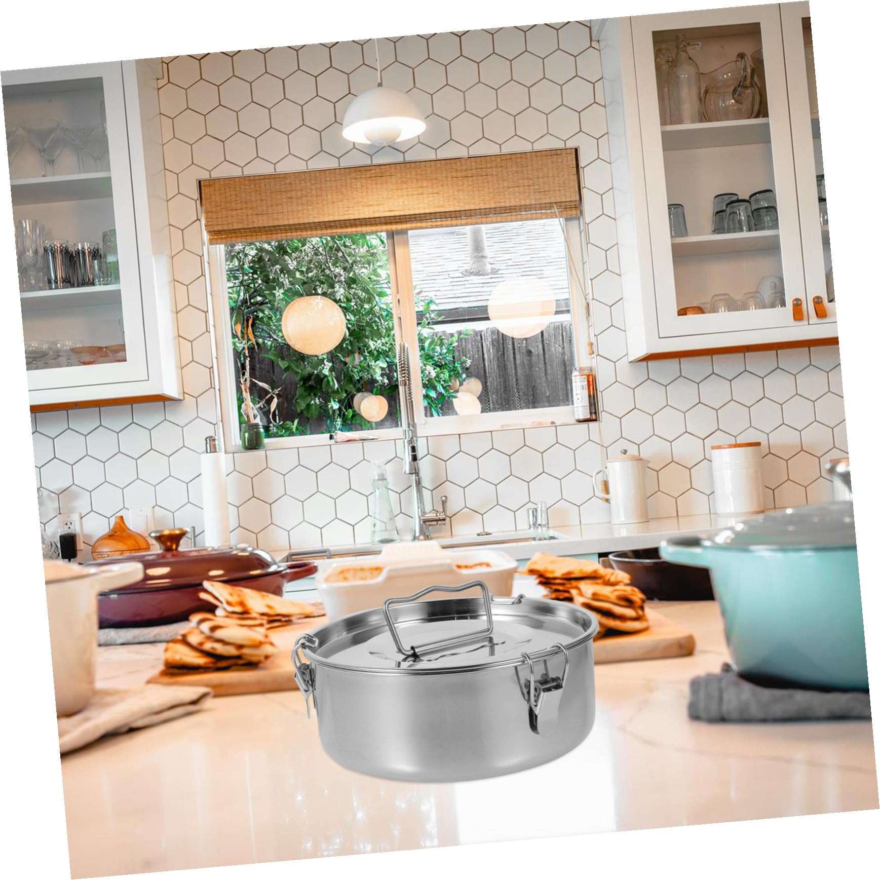Molde para Hornear de Acero Inoxidable Plata para Flan con Asa