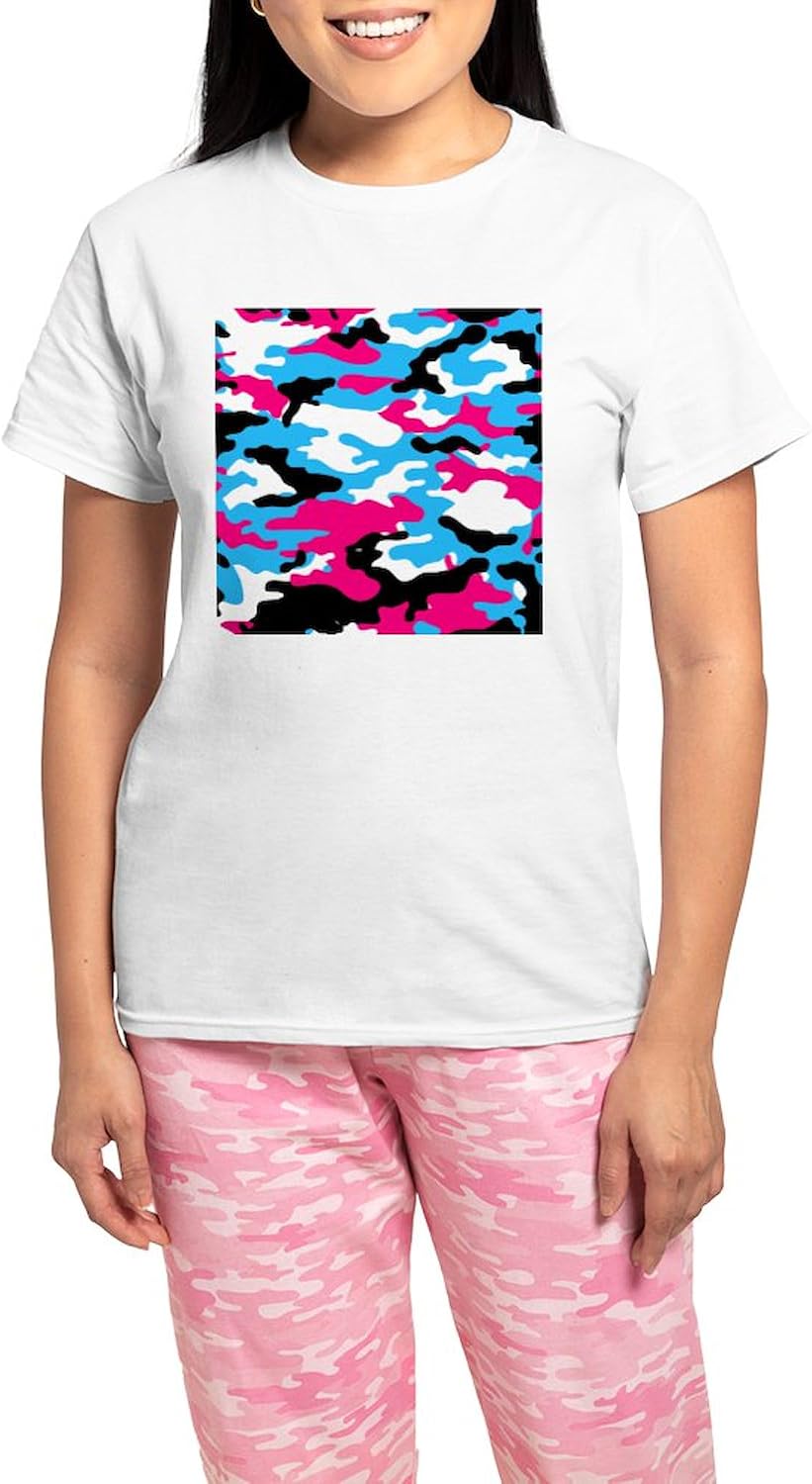 CafePress Pink Camo Women's Light Pajamas Women's Novelty Cotton Pajama Set, Comfortable PJ Sleepwear