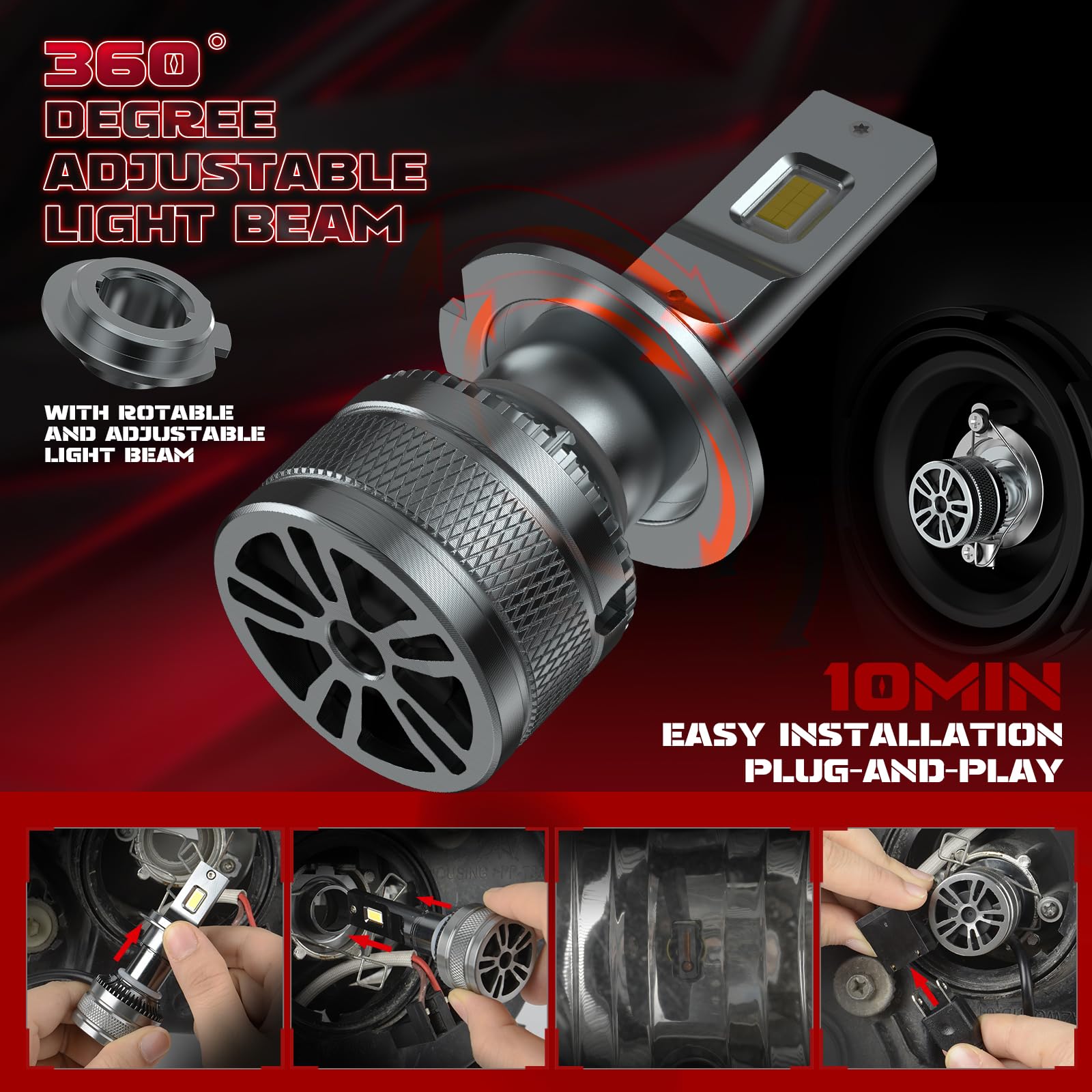 KOYOSO Lampadine H7 LED 80W 16000LM Sostituzione per Alogena Lampade e Xenon Luci, 6500K Estremamente Luminoso Lampade per Auto, 2 Lampadine