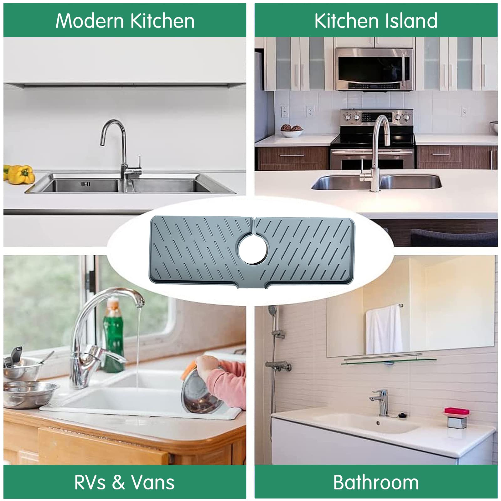 CYlovinho Spritzschutz Für Küchenspüle - Saugstarke Silikon-Matte Gegen Wasserspritzer