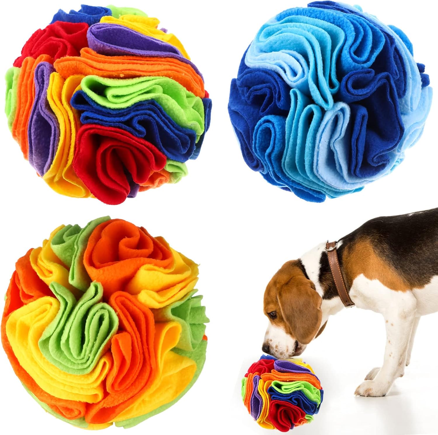 Droutti 3 Pcs Snuffle Ball for Dogs Stress Relief Interactive Dog Snuffle Ball Toys Dog Foraging Mat Pet Snuffles Balls Toy Dogs Treat Ball Pad Pet Puzzle Toys for Anxiety Relief Enhance Sniffing