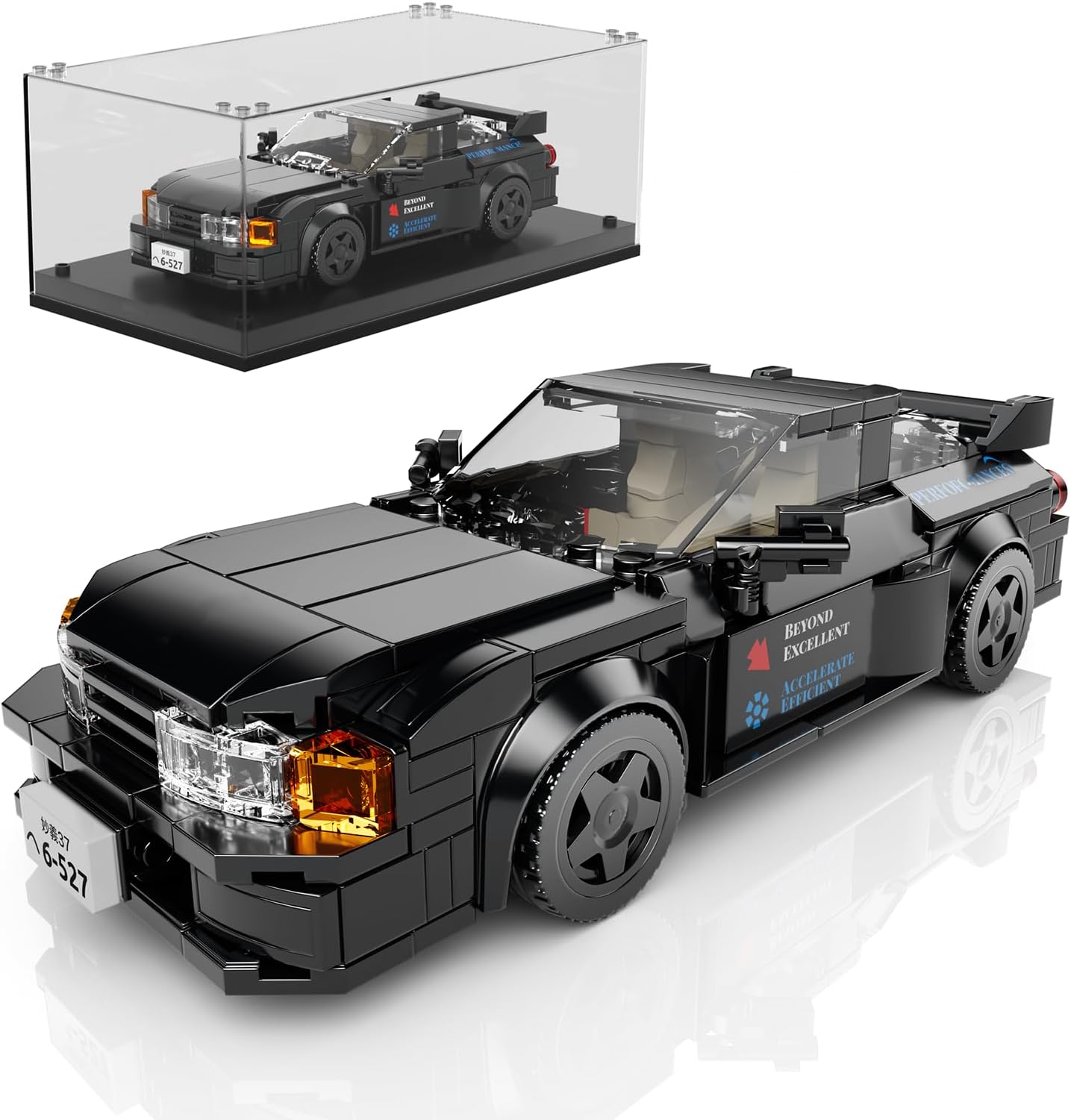 Mould King Initial D Car Skyline GTR32 Race Car Building Sets with Display Case, 27014 Collectible Speed Champion Car Building Blocks, Classic Race Car Building Kits for Adults Kids 8+(359PCS)
