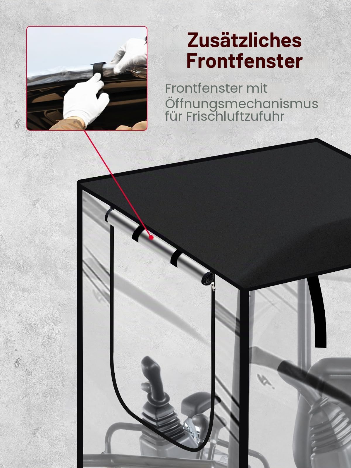 Mini-Bagger-Abdeckung, transparente Baggerkabinen-Hülle aus 600D Oxford-Gewebe & PVC-Folie, kompatibel mit Bobcat E20/Kubota U17 für 798–1600 kg, wasserdicht, UV- und Regenschutz