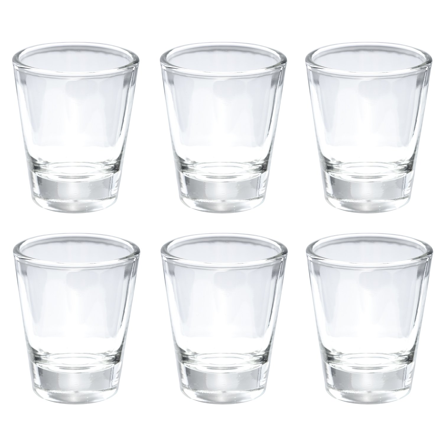 Thirsty Rhino Karan, Round 1.5 oz Shot Glass with Heavy Base, Clear Glass, Set of 6