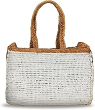 Banzaii borsa donna estiva colorata, borsa mare in paglia intrecciata, interamente realizzata a mano