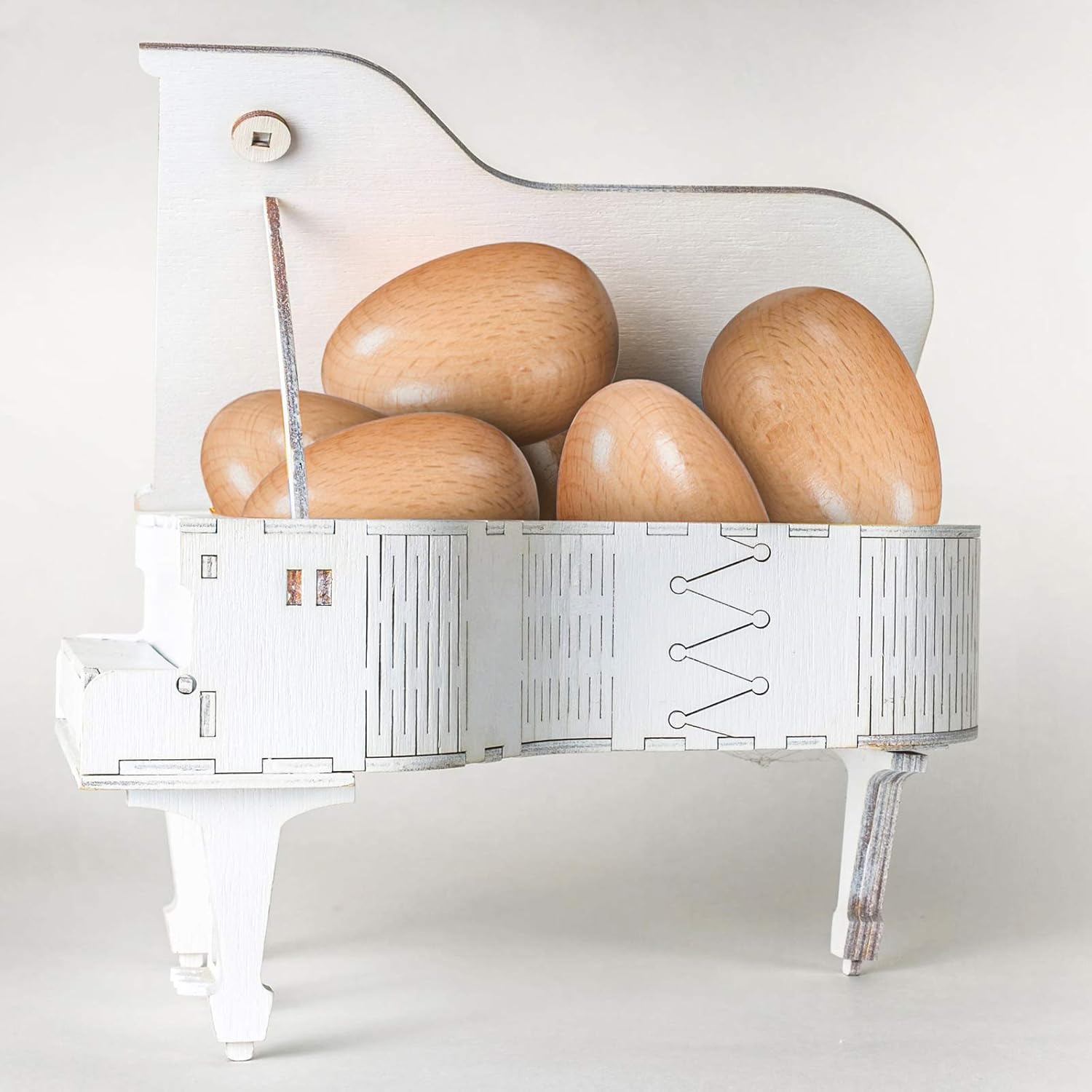 Sumind 10 Pieces Wood Egg Shakers Toys Set, Natural Wood Egg Hand Percussion Shakers Musical Maracas Percussion Instruments for DIY Painting Music Learning Easter Party