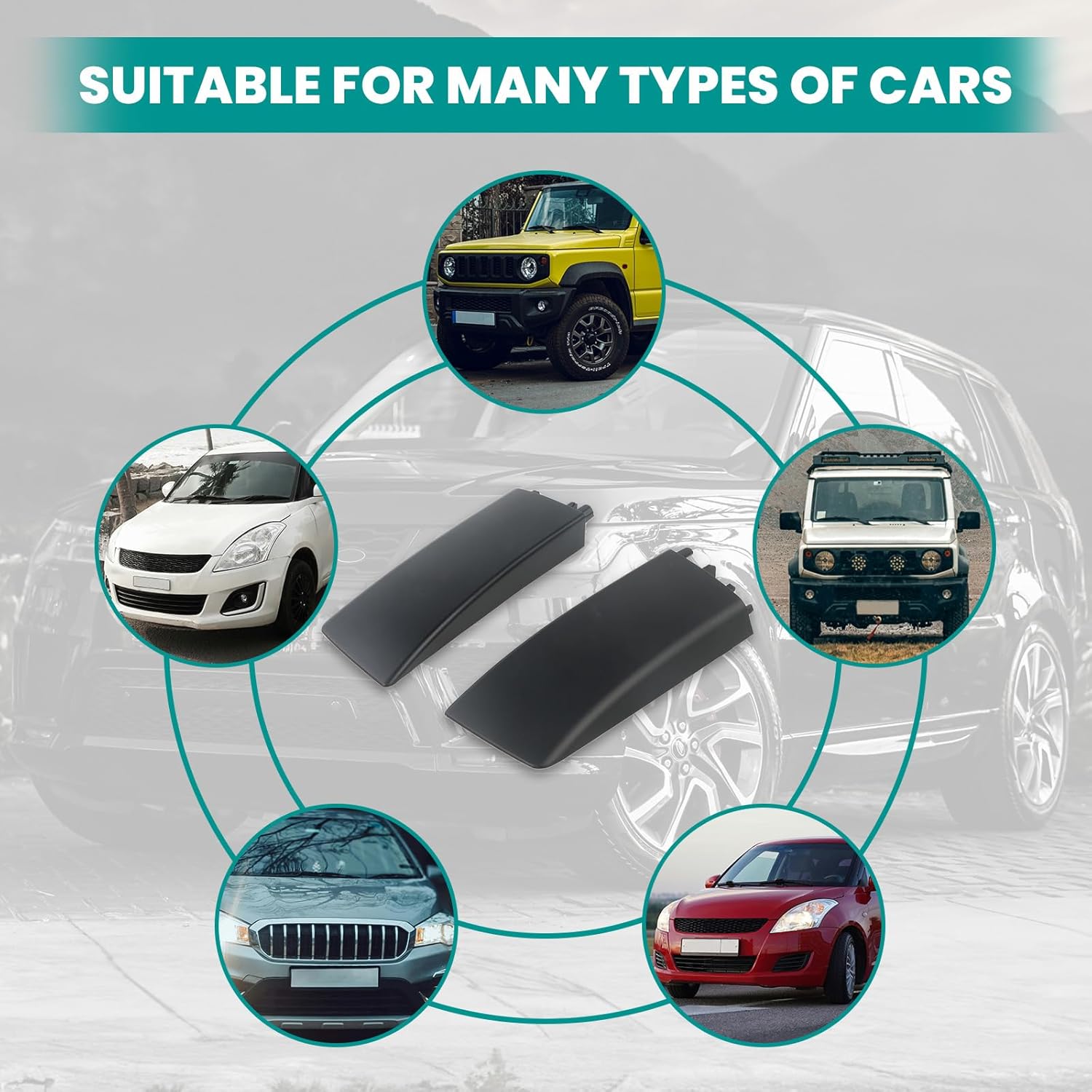 1 Pair Left and Right Roof Rack Cap Rear Grand Vitara for 2006-2015 Grand Vitara Black Replaces 78216-65J10-5PK 78226-65J10-5PK
