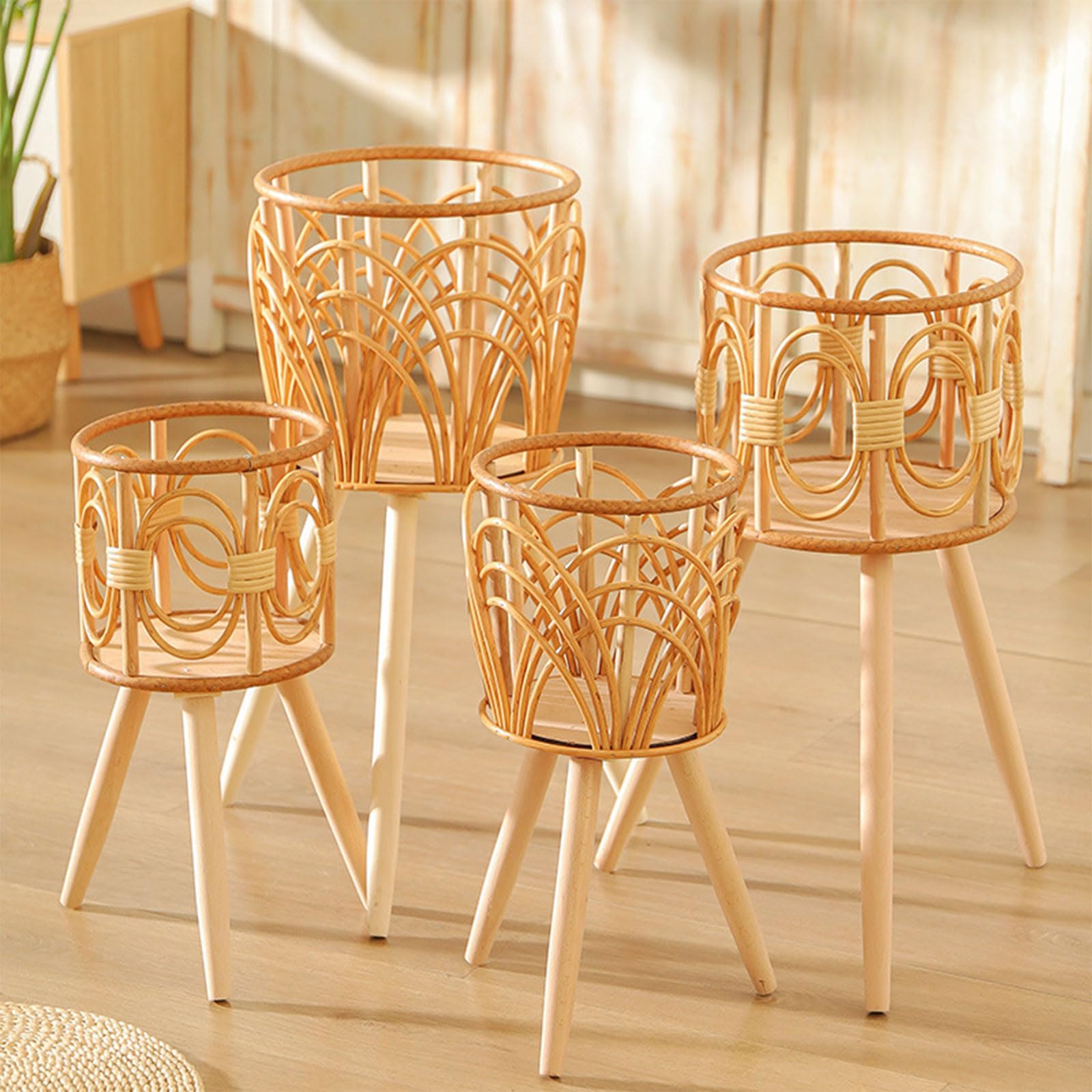 Cesto Portafiori In Rattan Intrecciato Di Plastica, Grande 42x10 Cm, Per Composizioni, Balcone E Giardino