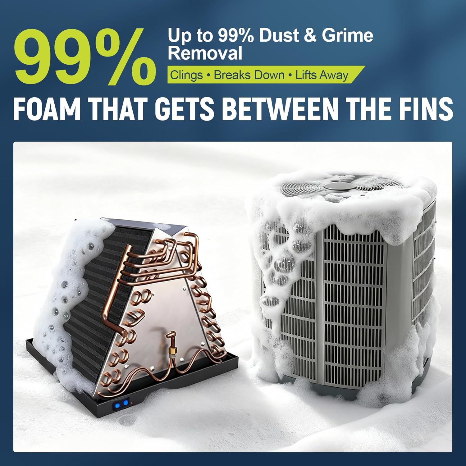 Foaming AC Coil Cleaner: No Rinse Deep Cleaning Foam Spray Safe for Evaporator and Condenser coils Designed for Household air Conditioner Maintenance and Efficiency Restoration - 19 oz