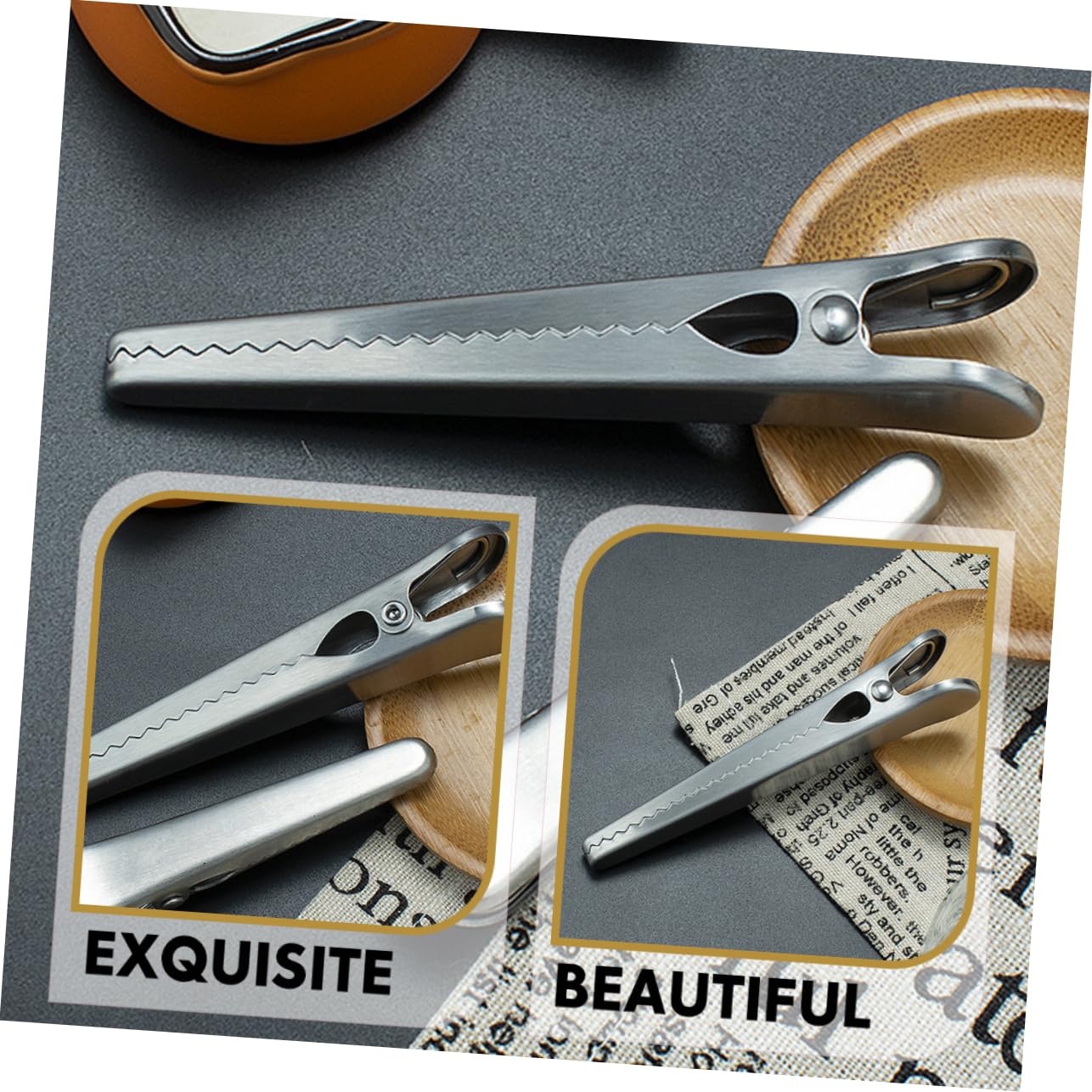 BESTYASH Food Freshness Clamp Stainless Steel Clamp Jaw Sealing Clips 4 Pack for Snack Bags Insulated Food Bags