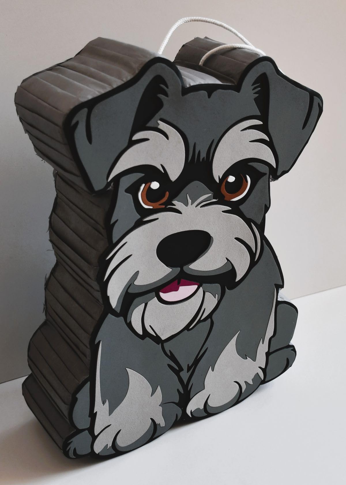 Piñata cumpleaños infantil hecha a mano Perrito Schnauzer (Grande 60x45x10 Centímetros)